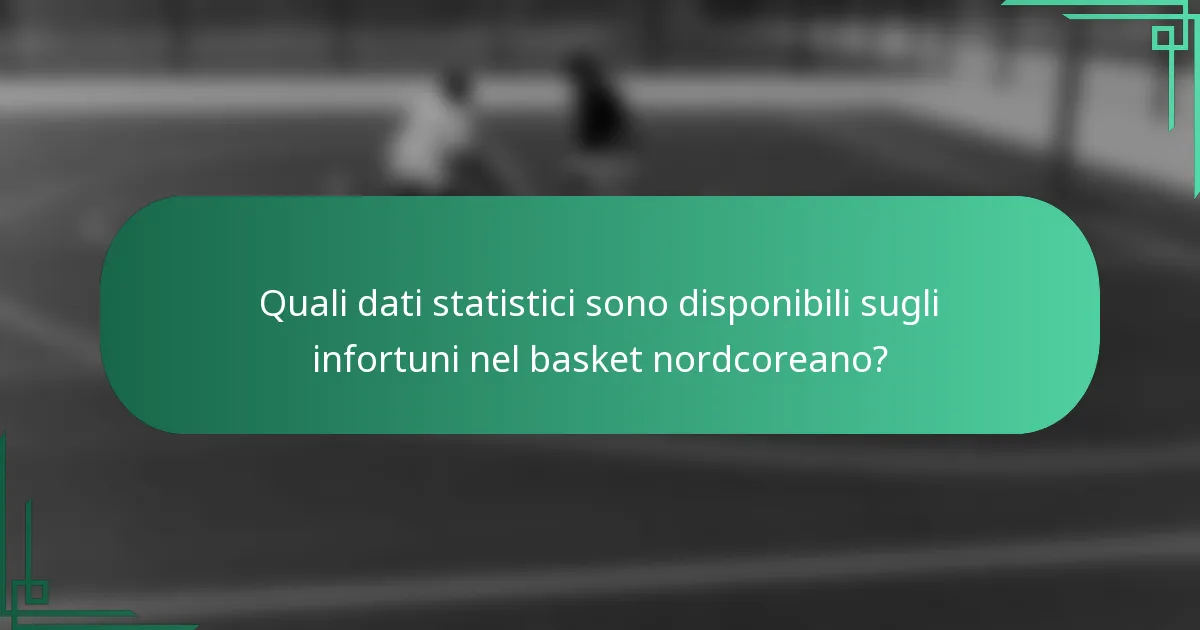 Quali dati statistici sono disponibili sugli infortuni nel basket nordcoreano?