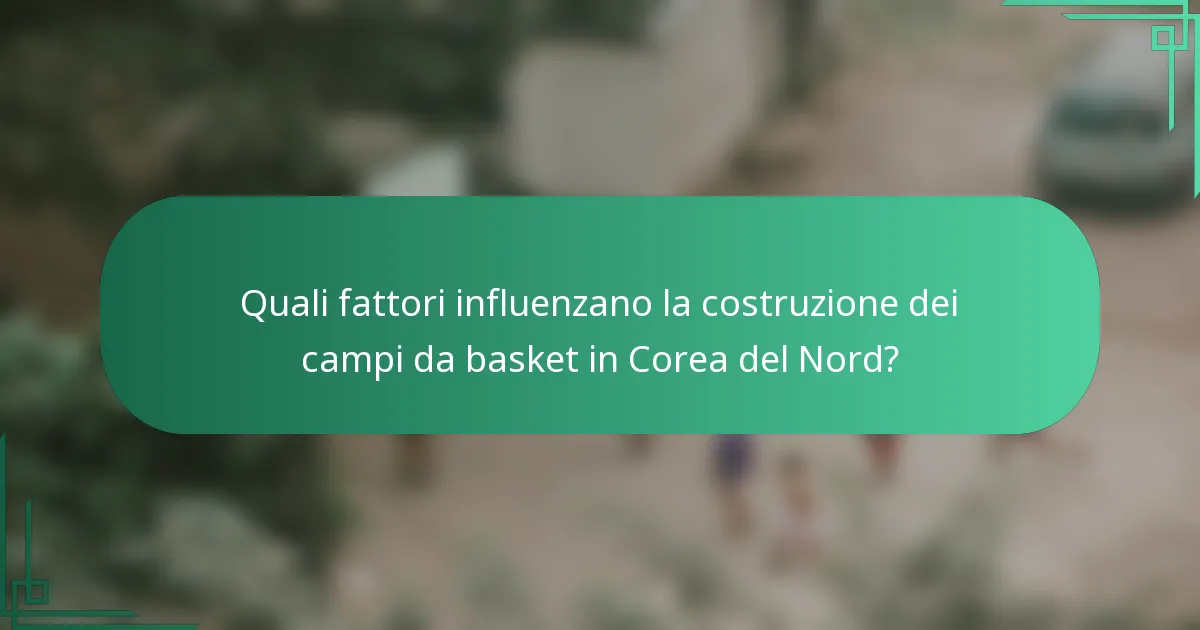 Quali fattori influenzano la costruzione dei campi da basket in Corea del Nord?