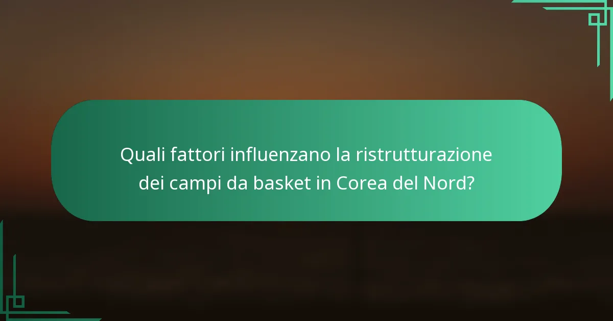 Quali fattori influenzano la ristrutturazione dei campi da basket in Corea del Nord?