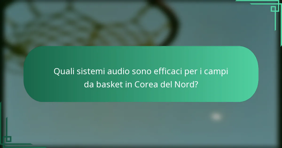 Quali sistemi audio sono efficaci per i campi da basket in Corea del Nord?